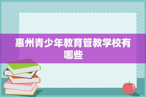 惠州青少年教育管教学校有哪些